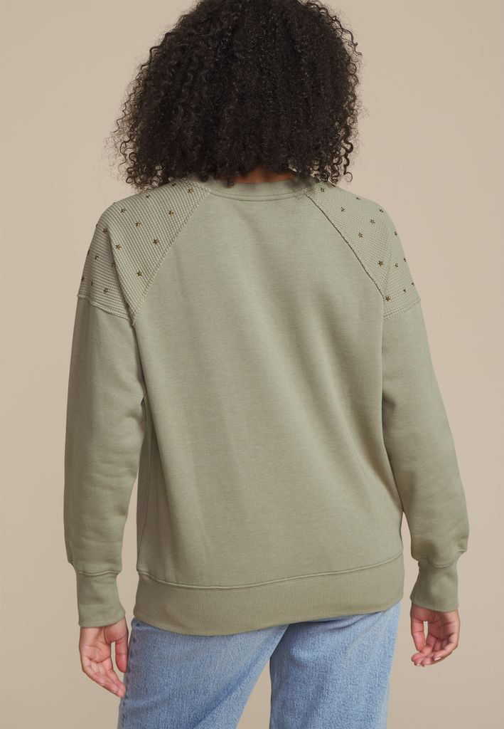 Olive Embroidered Star Shoulder Sweatshirt - Image 2