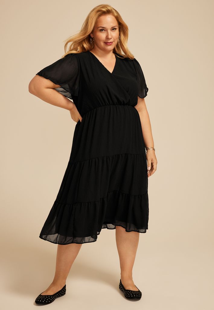 Plus Size Surplice Tiered Midi Dress - Image 3