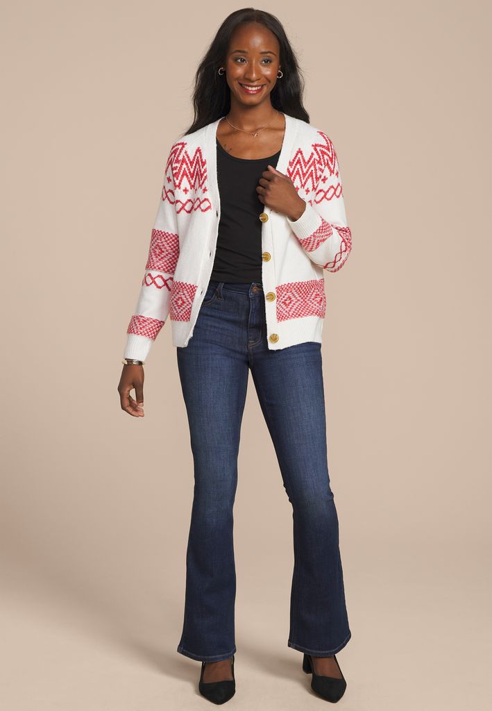 Fair Isle Button Front Cardigan - Image 3