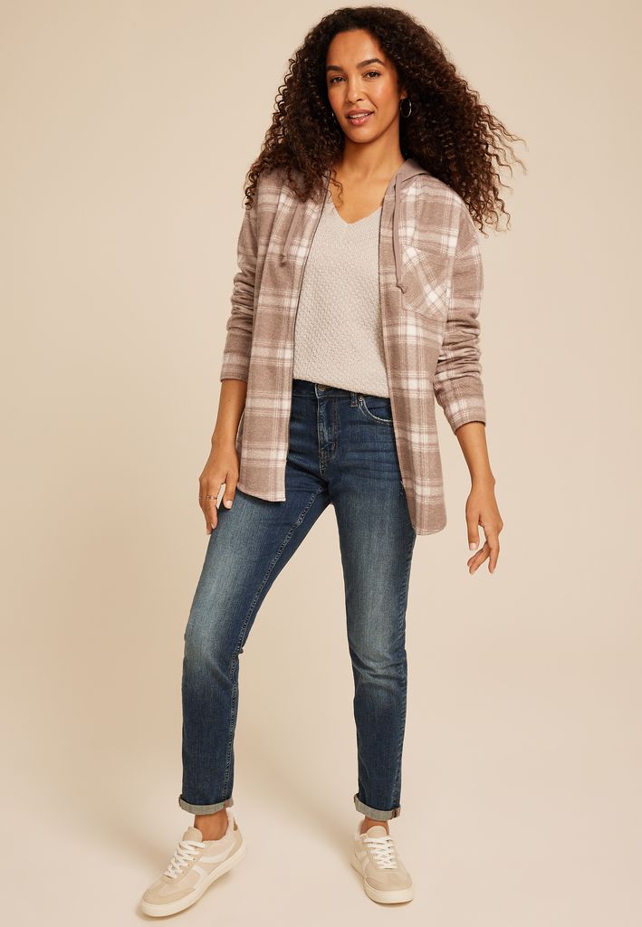 Vintage Plaid Hooded Shacket