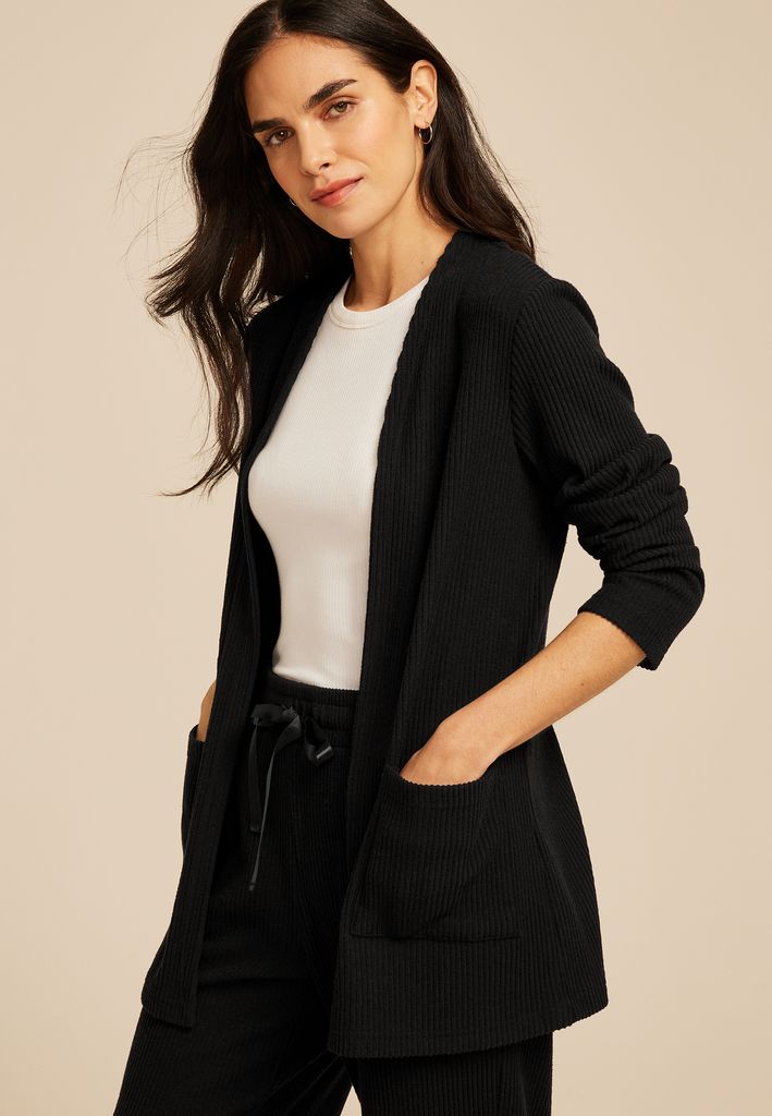 Cozy Ribbed Open Front Cardigan