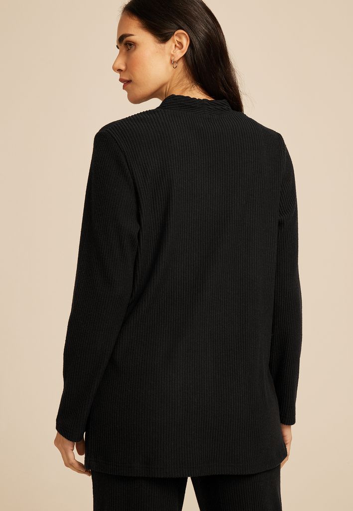 Cozy Ribbed Open Front Cardigan - Image 2