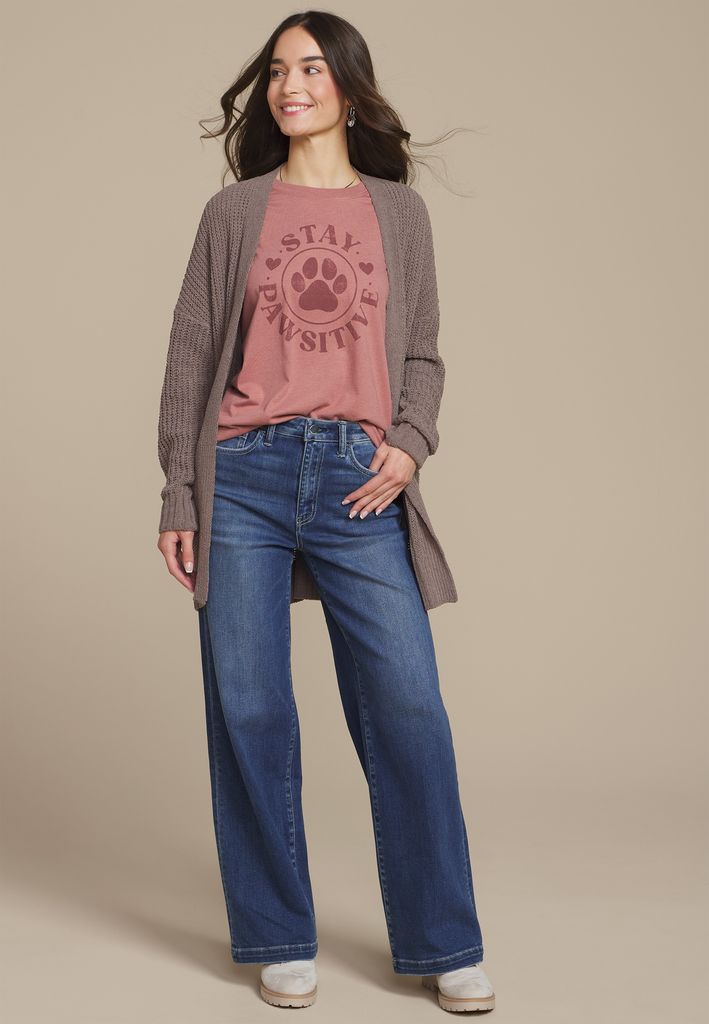 Stay Pawsitive Oversized Fit Graphic Tee - Image 3