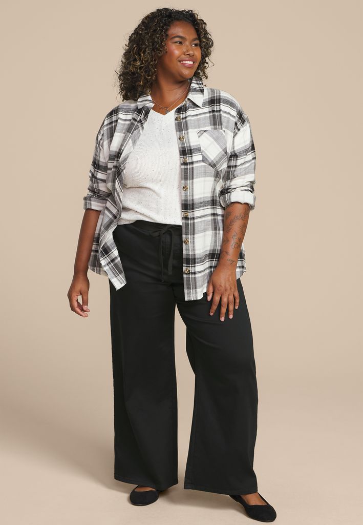 Plus Size High Rise Pull On Wide Leg Pant - Image 3