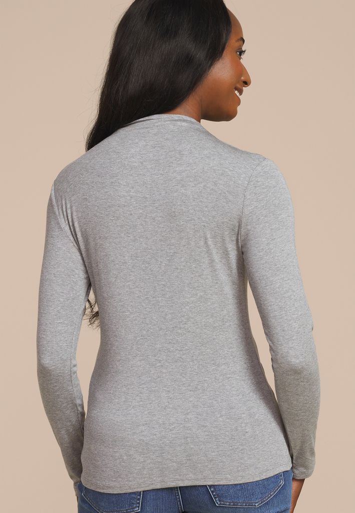 24/7 Heathered Gray Mock Neck Long Sleeve Tee - Image 2