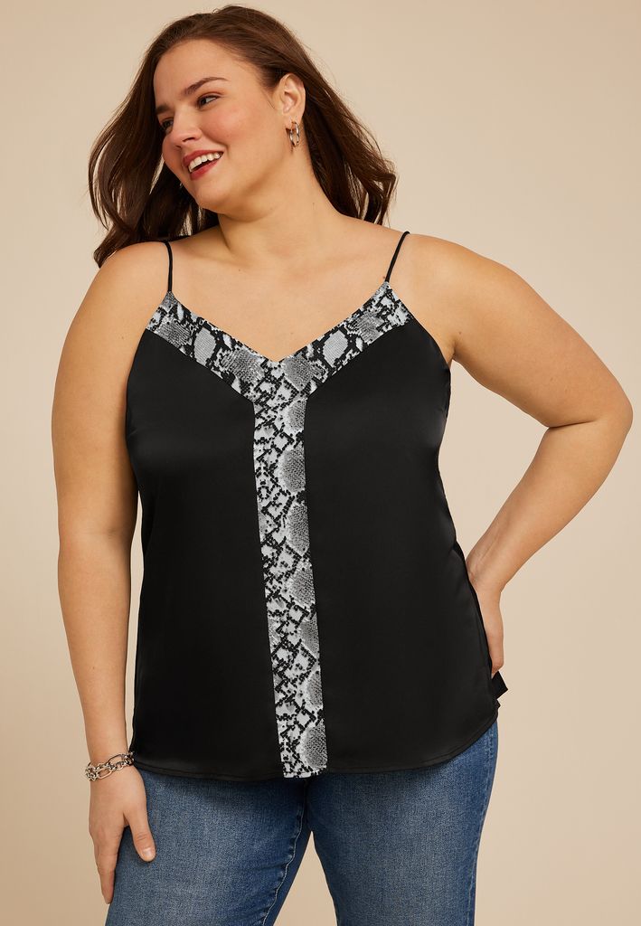 Plus Size Studio Y Snake Print Trim Camisole - Image 3