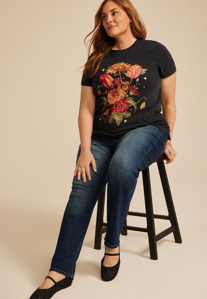 Plus Size Floral Classic Fit Graphic Tee - Image 3