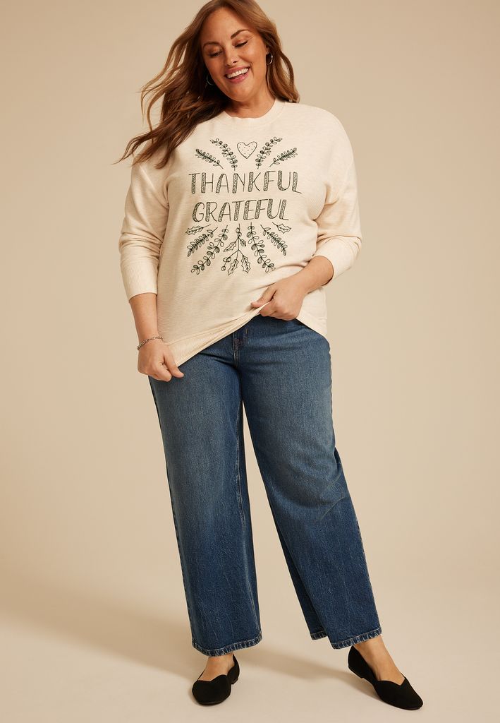 Plus Size Thankful Grateful Relaxed Fit Sweatshirt - Image 3
