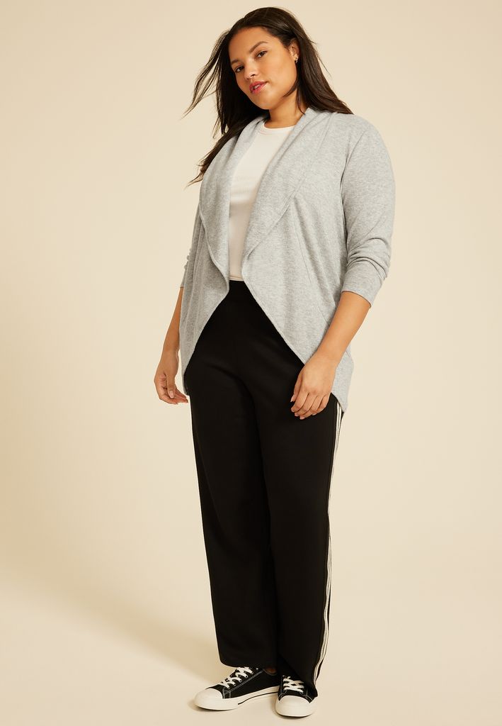 Plus Size Hacci Shawl Collar Cardigan - Image 3