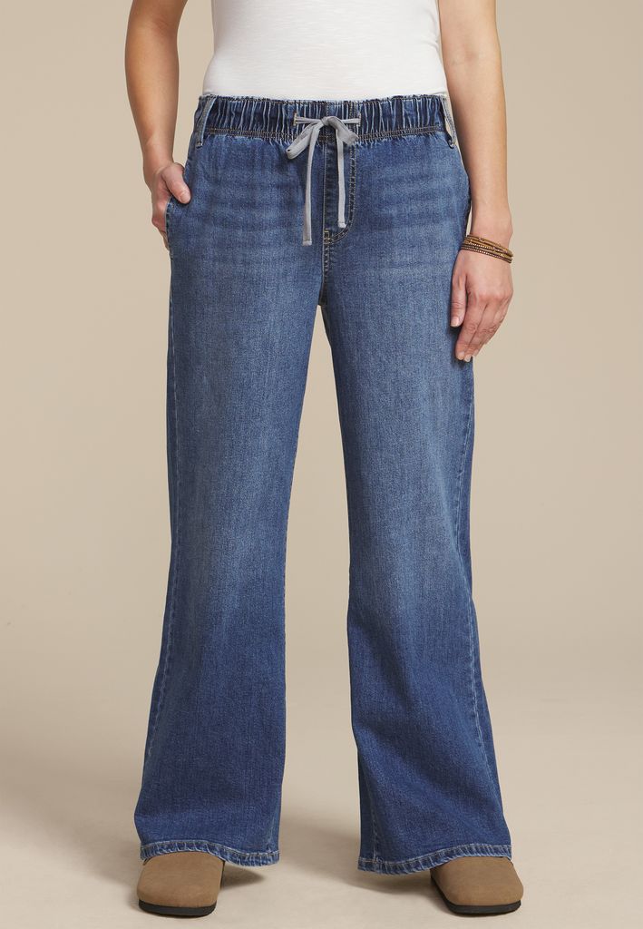 m jeans by maurices™ Dark Soft High Rise Pull On Wide Leg Jean - Image 3