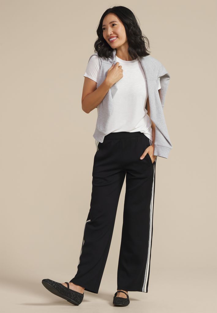 Striped Scuba Knit Wide Leg Pants - Image 3