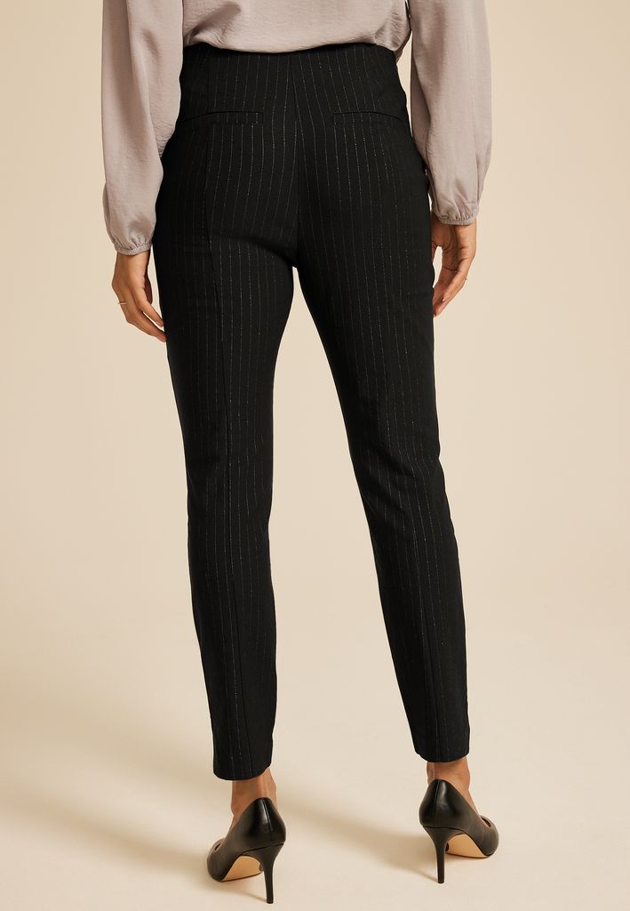 Bengaline Metallic Pinstripe Mid Rise Skinny Pant - Image 2