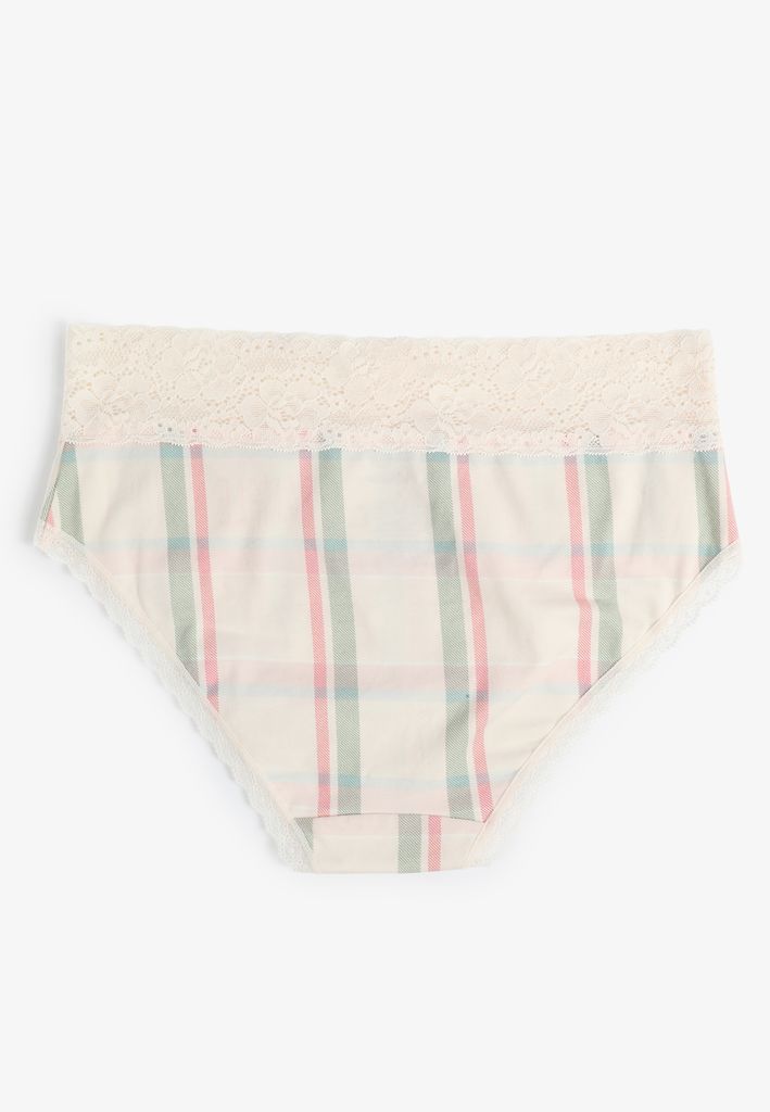 Simply Comfy Cotton Mauve Plaid Hipster Panty - Image 2