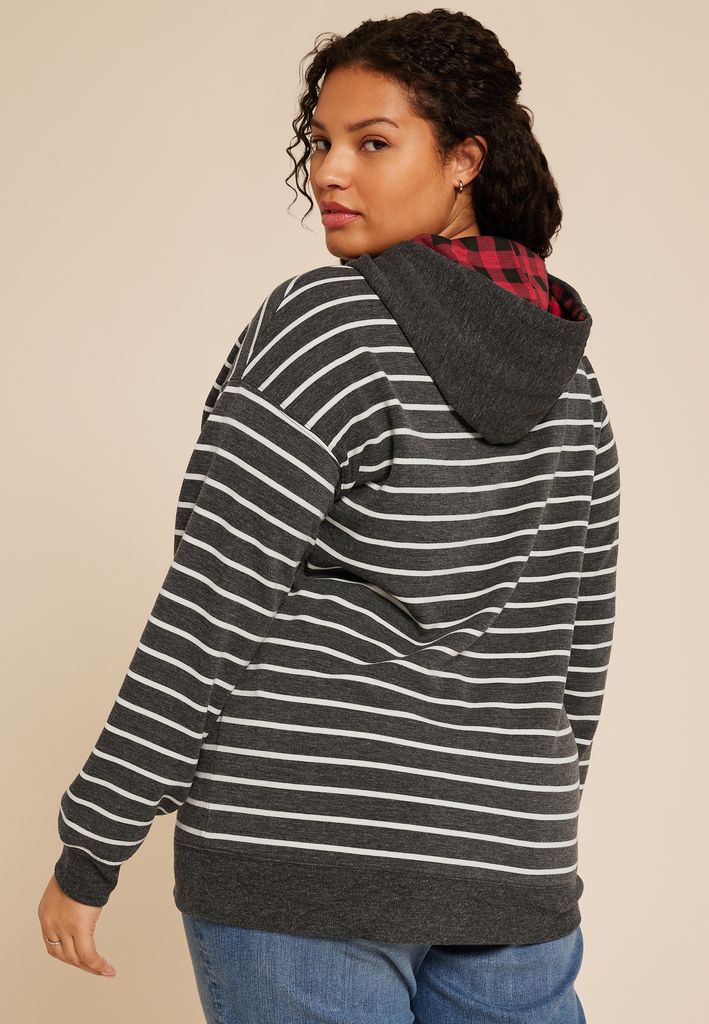 Plus Size Homeward Striped Hoodie - Image 2