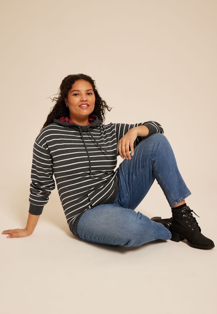 Plus Size Homeward Striped Hoodie - Image 3