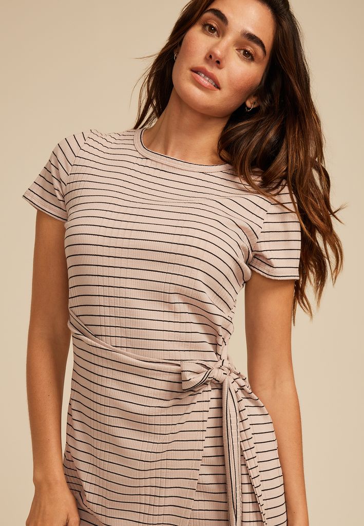 24/7 Striped Faux Wrap Mini Dress - Image 3