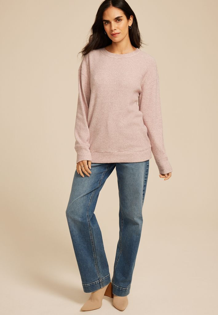 Brushed Waffle Tunic Sweatshirt - Image 3