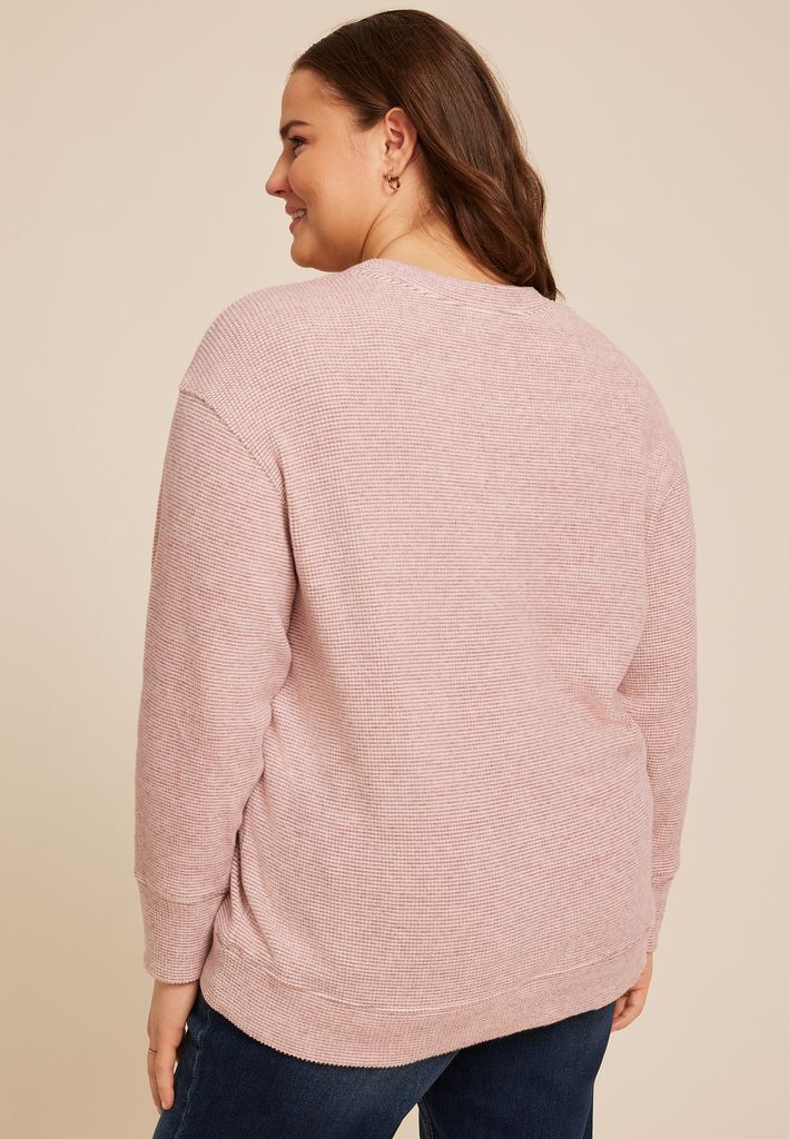 Plus Size Brushed Waffle Tunic Sweatshirt - Image 2