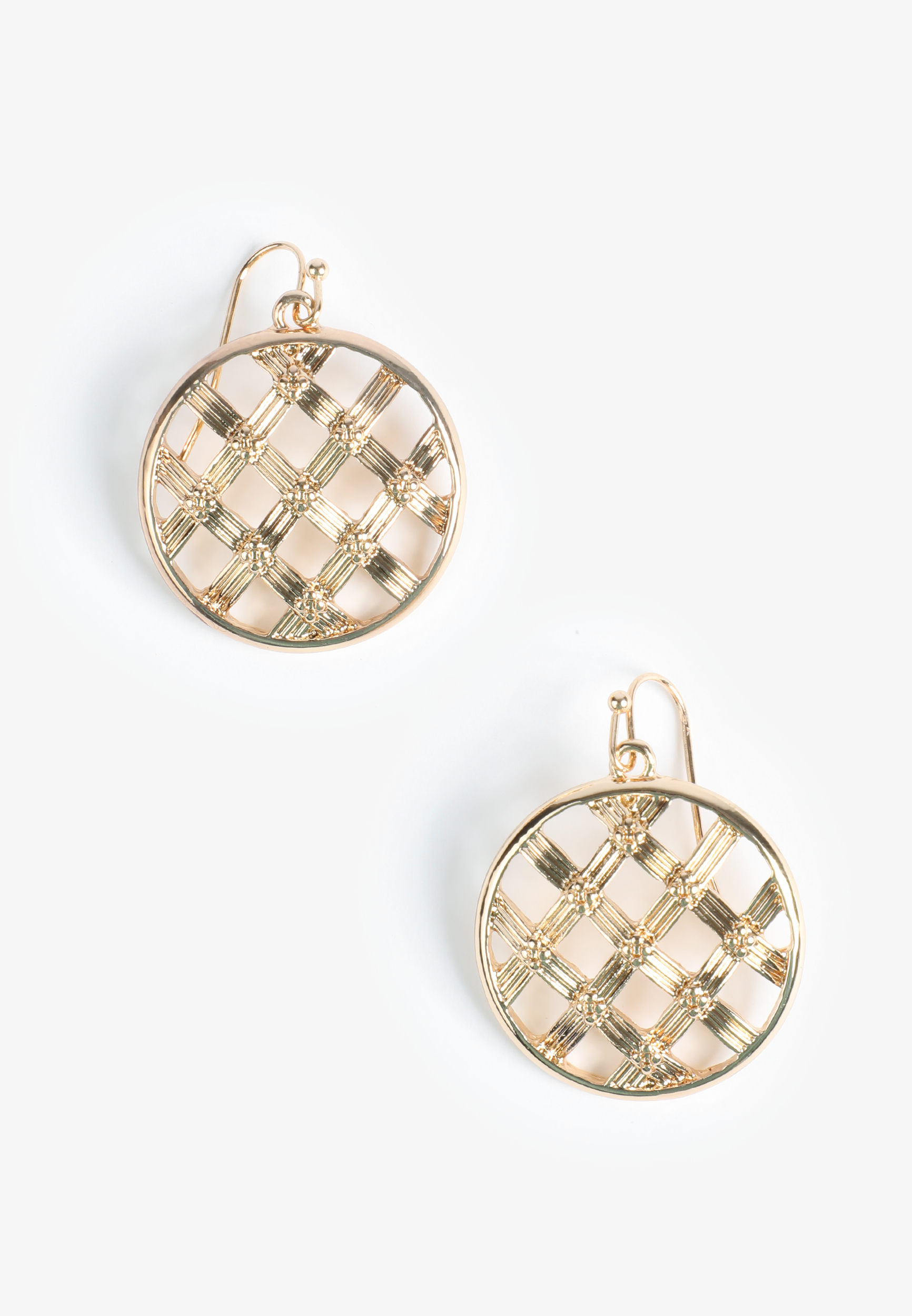 Gold Basket Weave Drop Earrings