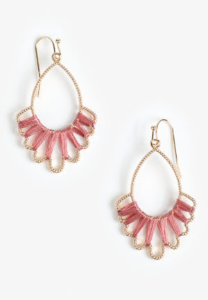 Pink Wrapped Fanned Teardrop Earrings