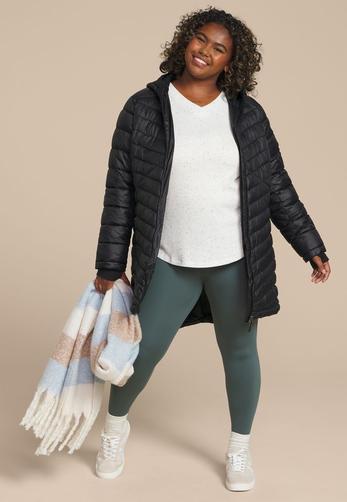 Plus Size Hooded Long Puffer Jacket - Image 3