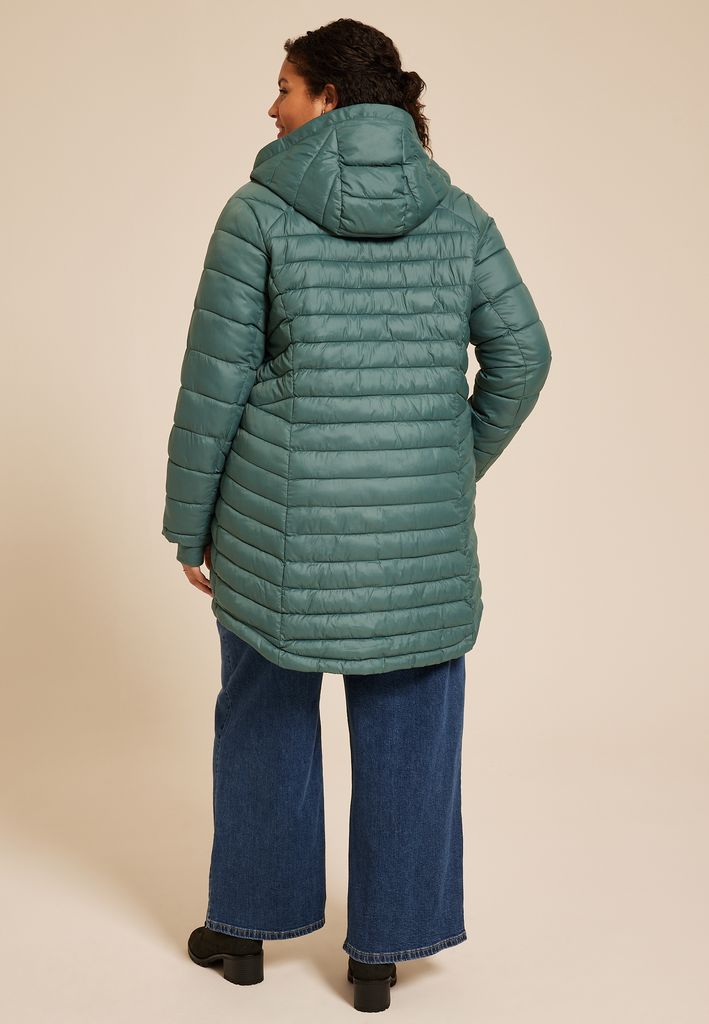 Plus Size Hooded Long Puffer Jacket - Image 2