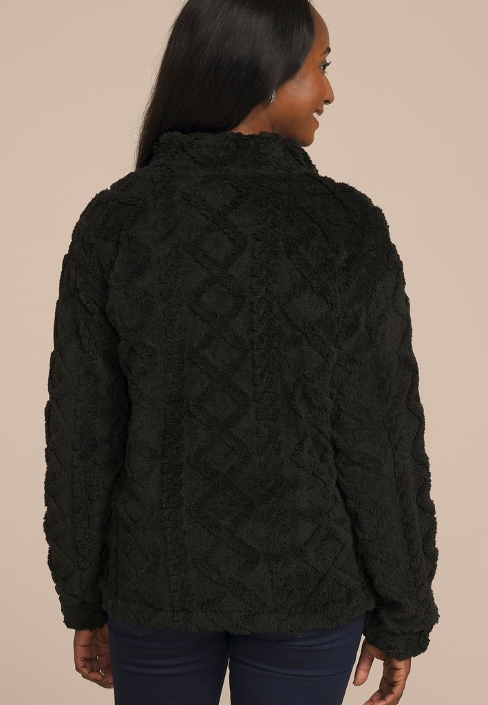 Studio Y Cabled Texture Sherpa Jacket - Image 2