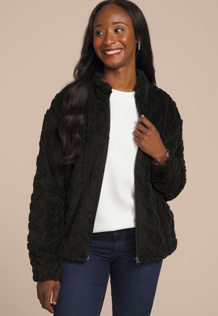 Studio Y Cabled Texture Sherpa Jacket - Image 3