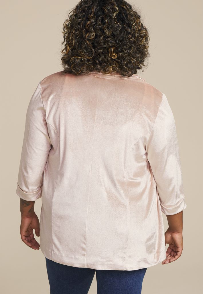 Plus Size Metallic Velvet Blazer - Image 2