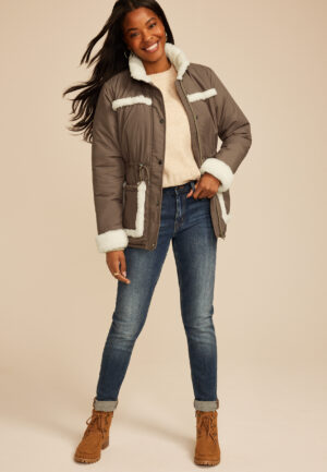 Sherpa Trim Puffer Jacket