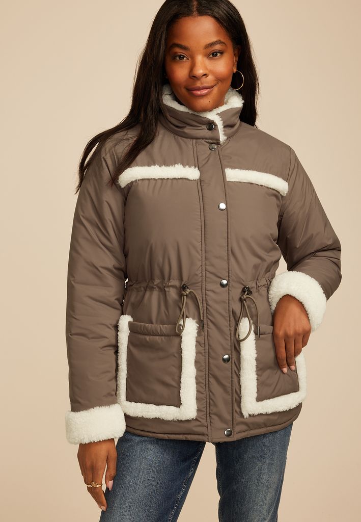 Sherpa Trim Puffer Jacket - Image 3