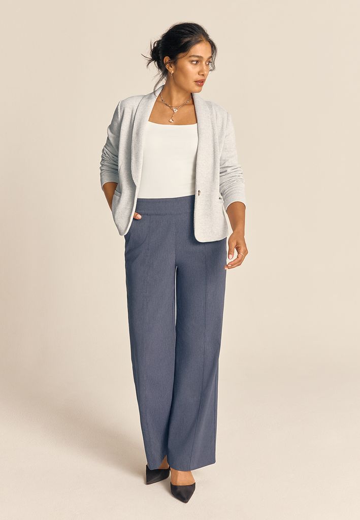 Denim Bengaline Wide Leg Pant
