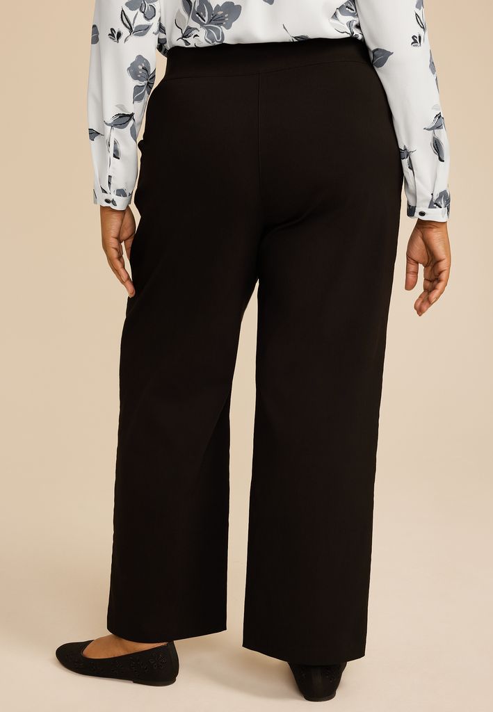 Plus Size Black Bengaline Wide Leg Pant - Image 2