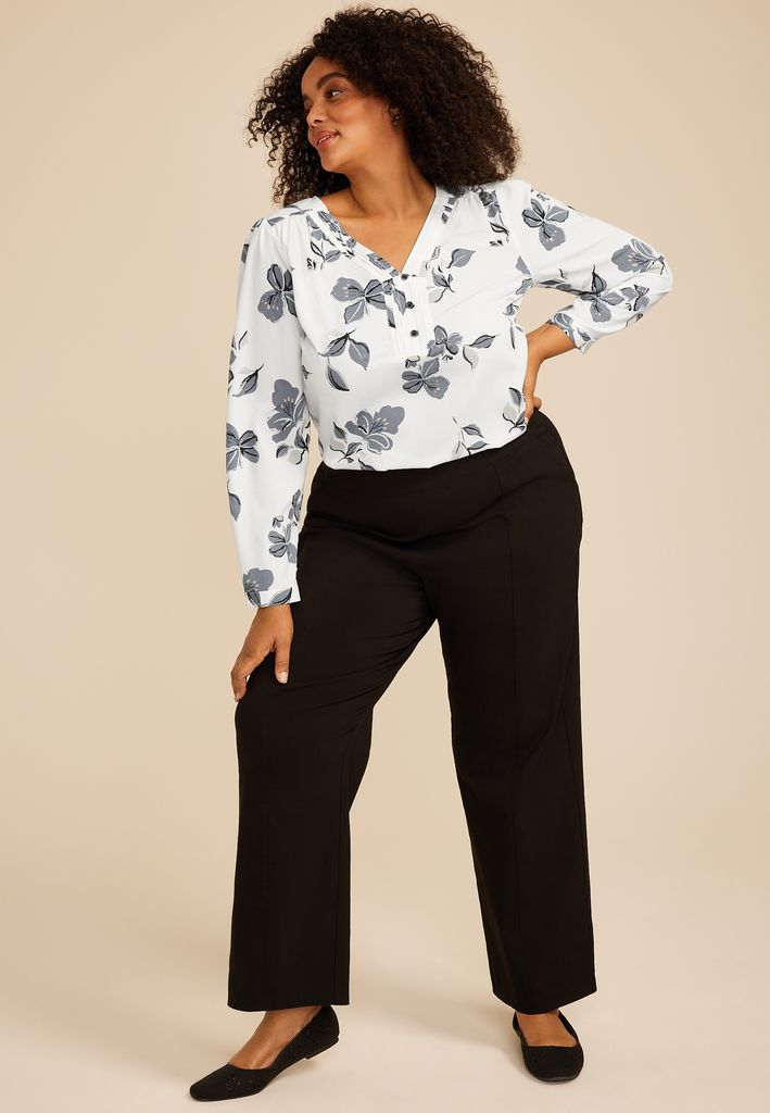 Plus Size Black Bengaline Wide Leg Pant - Image 3