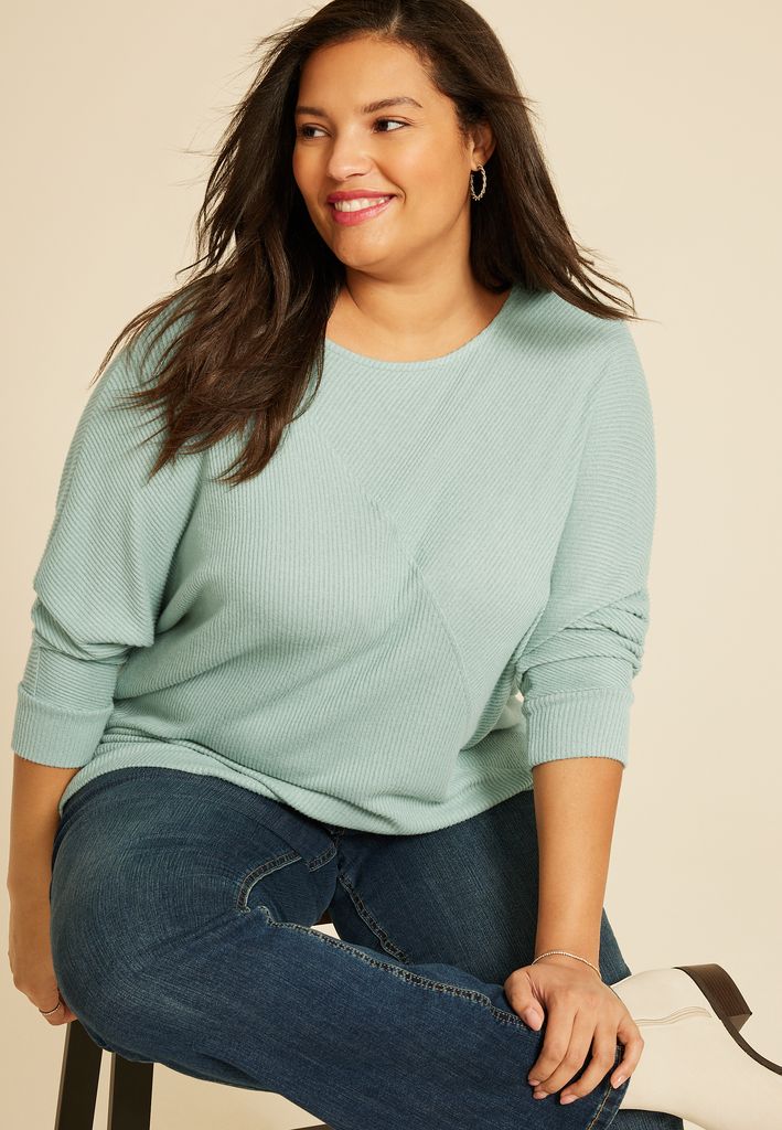 Plus Size 24/7 Dakota Diagonal Seam Long Sleeve Tee - Image 3