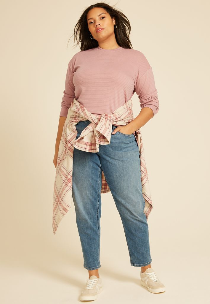 Plus Size 24/7 Ottoman Rib Long Sleeve Tee - Image 3