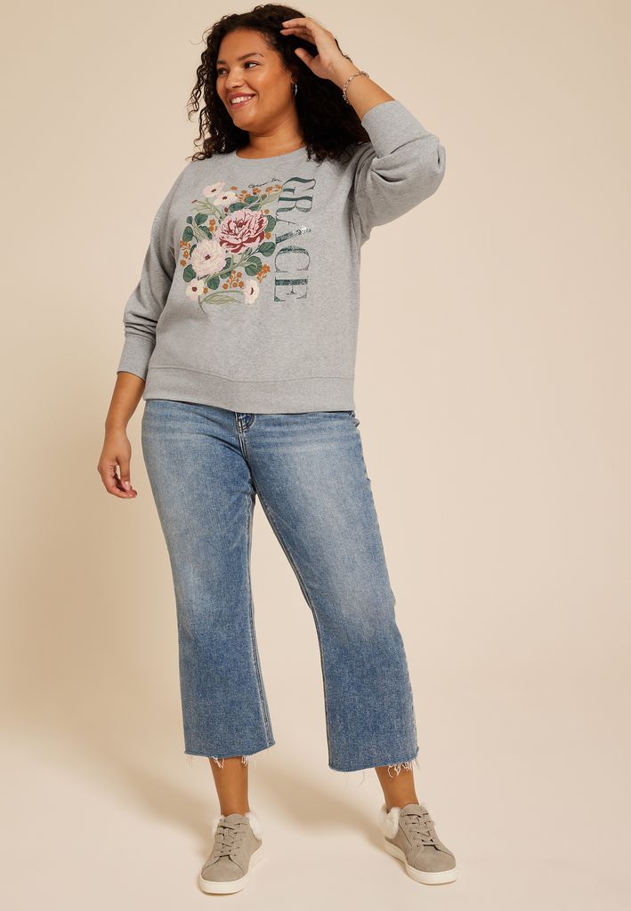 Plus Size Grow In Grace Floral Relaxed Fit Sweatshirt - Image 3