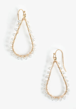 Gold Wire Beaded Teardrop Earring