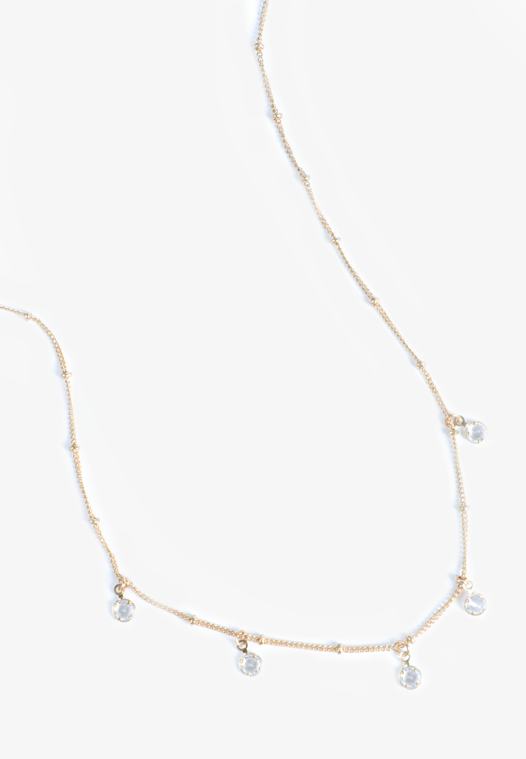 Gold Clear Gemstone Drops Necklace