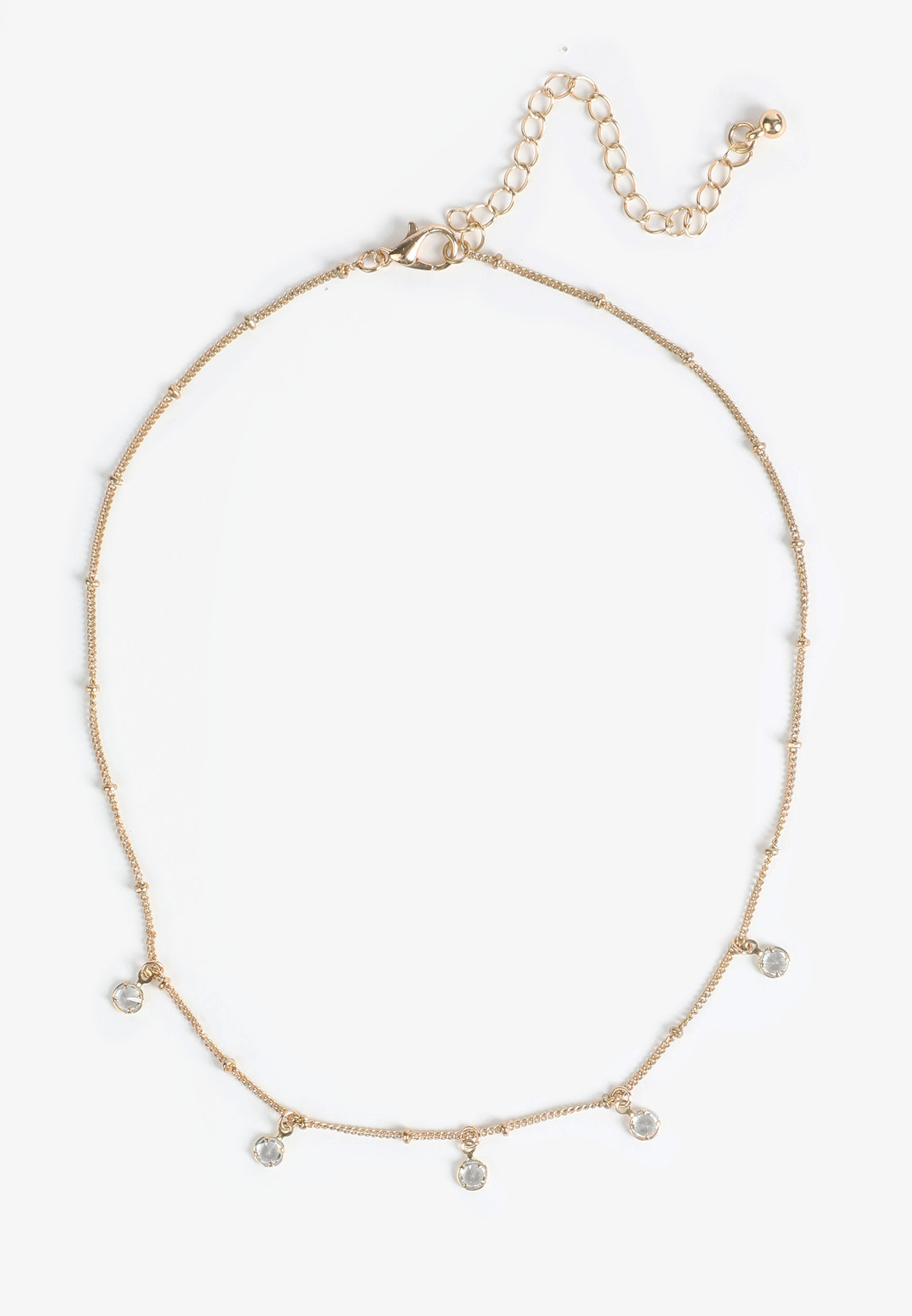 Gold Clear Gemstone Drops Necklace - Image 2