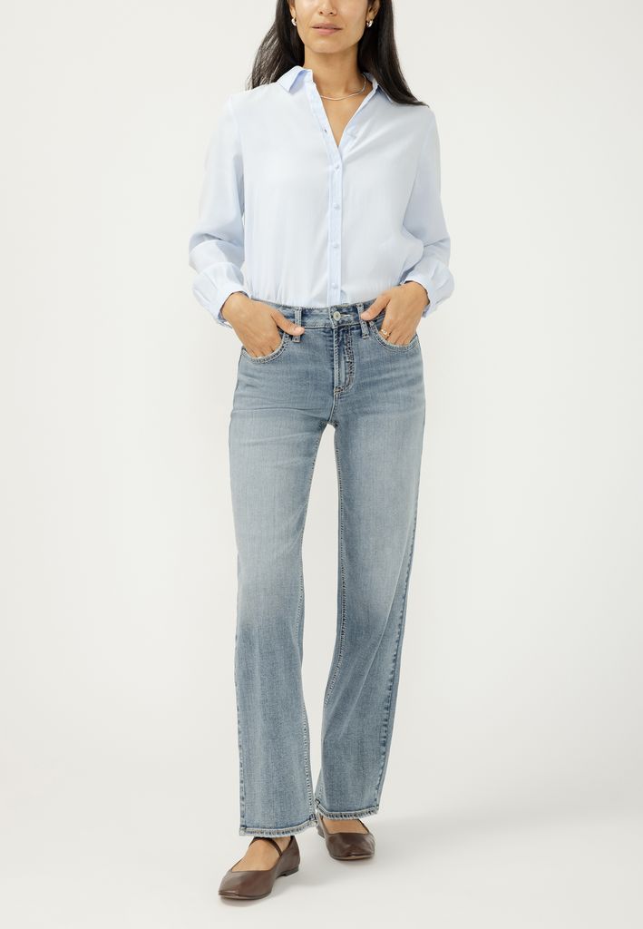 Silver Jeans Co.® Avery Curvy High Rise Luxe Stretch Relaxed Straight Jean