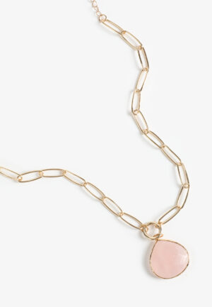 Genuine Rose Quartz Pendant Necklace