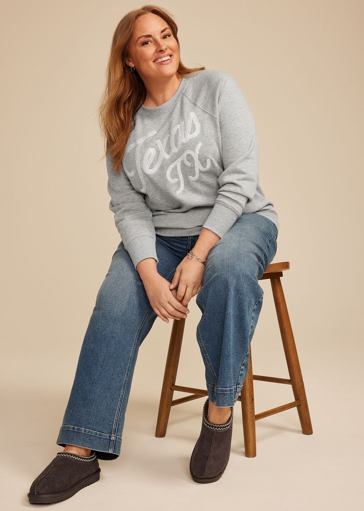 Plus Size State Embroidered Crew Neck Sweatshirt - Image 3