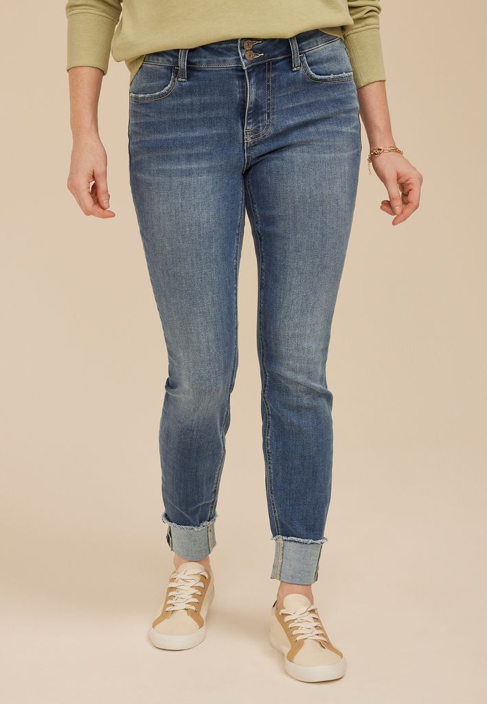 m jeans by maurices™ Cool Comfort Mid Rise Double Button Fray Cuff Ankle Jegging
