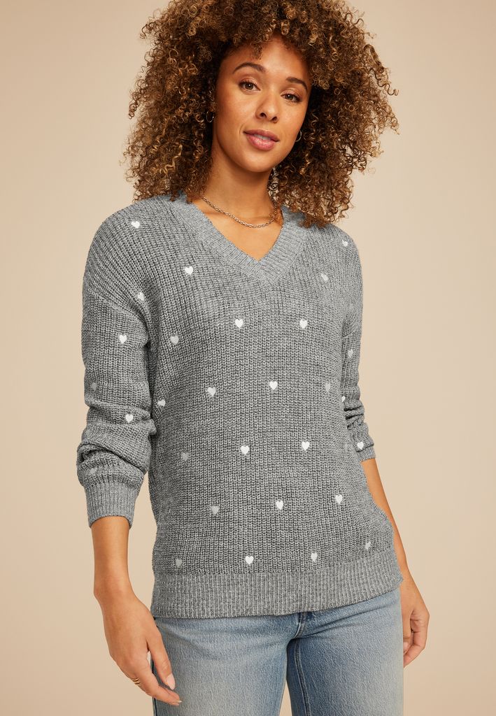 Heart Embroidered Sweater