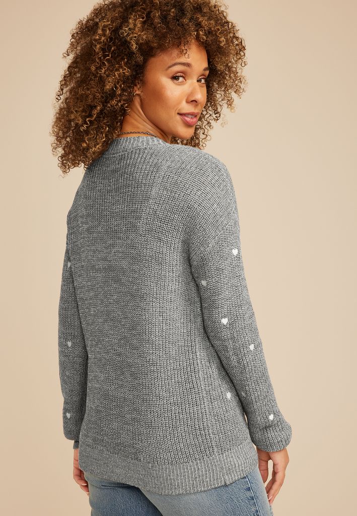 Heart Embroidered Sweater - Image 2