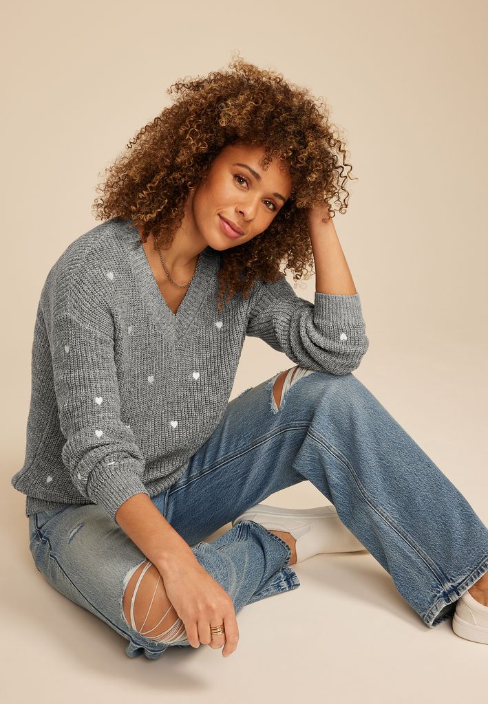 Heart Embroidered Sweater - Image 3