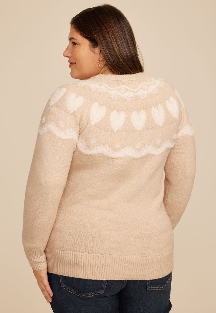 Plus Size Heart Fair Isle Sweater - Image 2