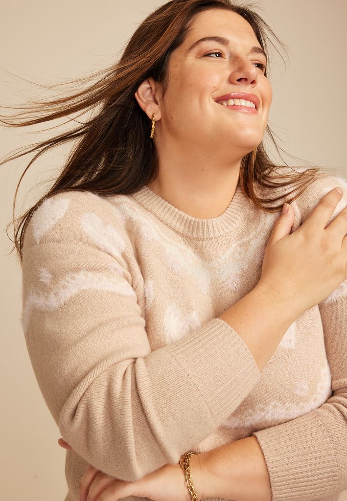 Plus Size Heart Fair Isle Sweater - Image 3