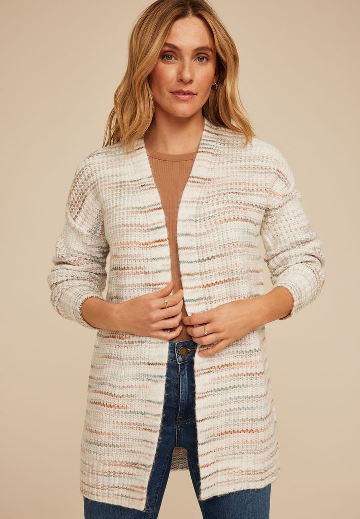 Spacedye Striped Open Front Cardigan - Image 3